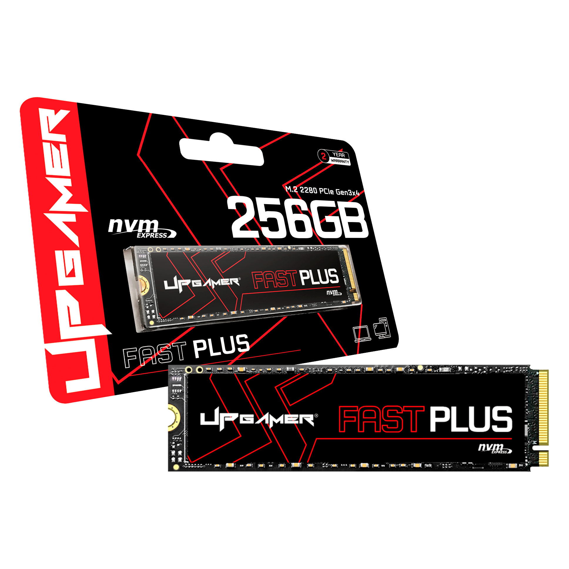 SSD UP Gamer Fast Plus Gen3 256GB M.2 NVMe Leitura e Gravação até 3000/1000MB/s