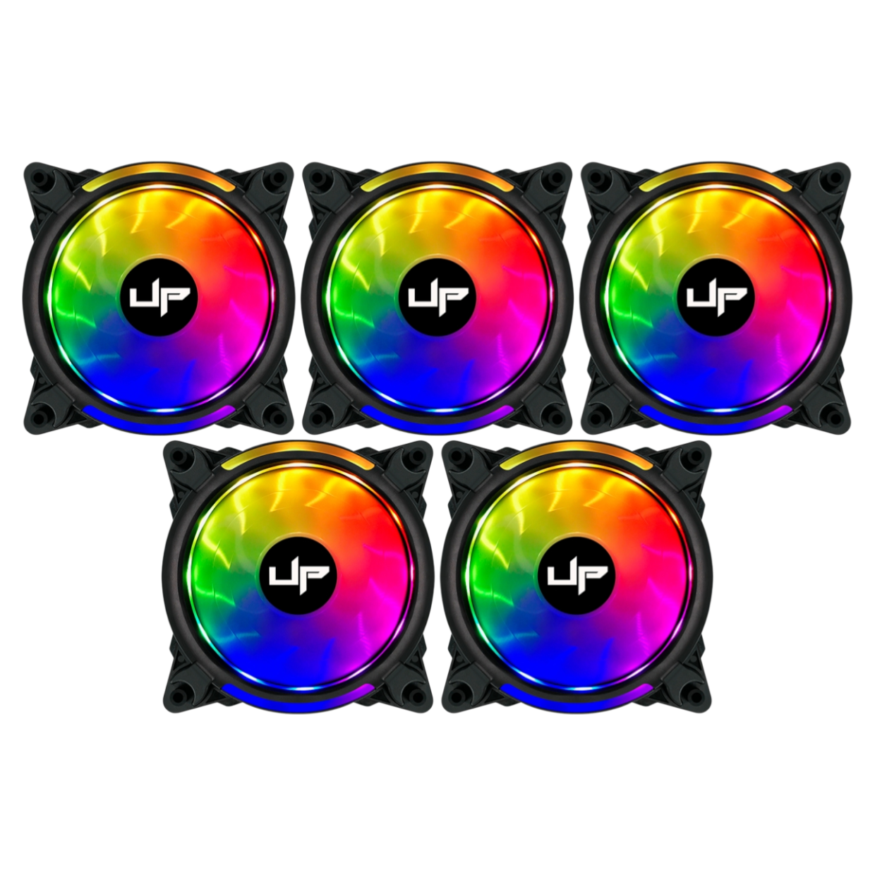 Kit com 5 Cooler Fan de Gabinete UP Gamer Elite ARGB 5v 120mm c/Controle Black