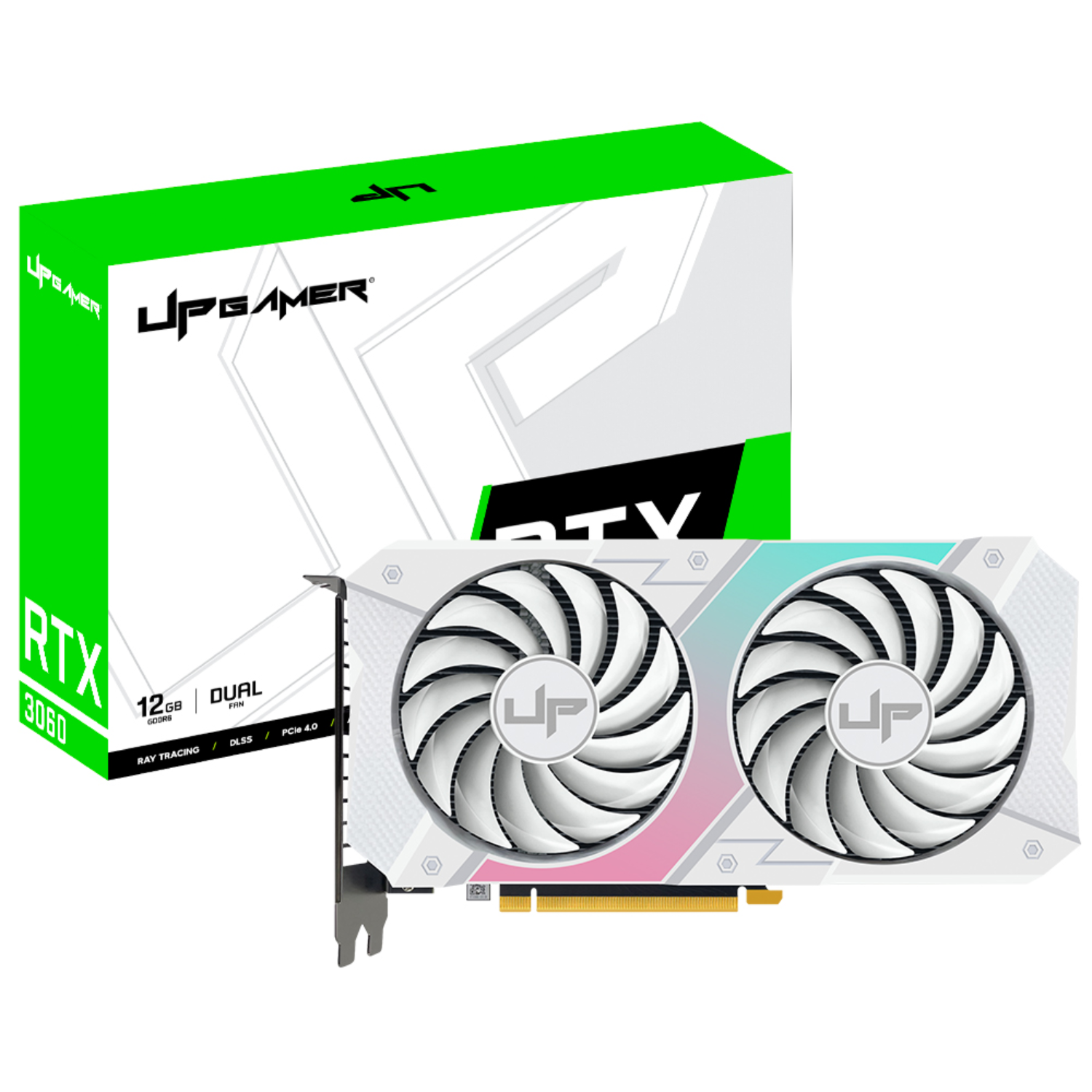 Placa de Video UP Gamer, Nvidia GeForce RTX3060 Dual 12GB GDDR6 UP3060B12G2404 192Bits 1320Mhz Ray Tracing Dlss HDMI DisplayPort