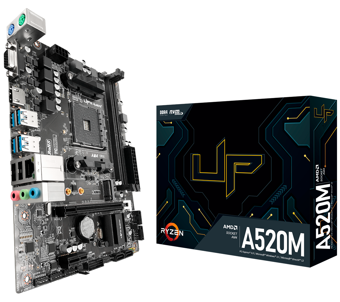 Placa Mãe UP Gamer A520M AMD AM4 m-ATX DDR4 M.2 NVMe UP-A520M